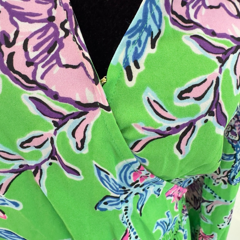 Lilly Pulitzer Cristiana Stretch Midi Dress Gecko Green Brewsters Blooms Sz 00 - Picture 7 of 16